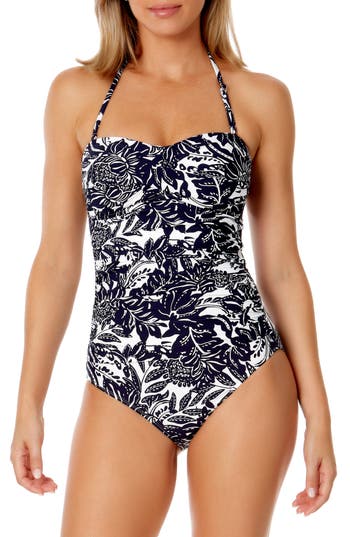 ANNE COLE ANNE COLE TWIST FRONT SHIRRED ONE-PIECE SWIMSUIT 