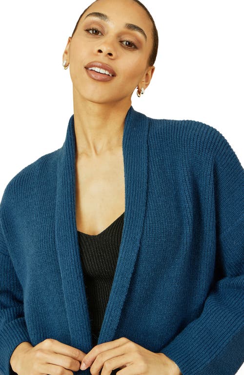 Yumi Knitted Maxi Cardigan With Pockets In Blue