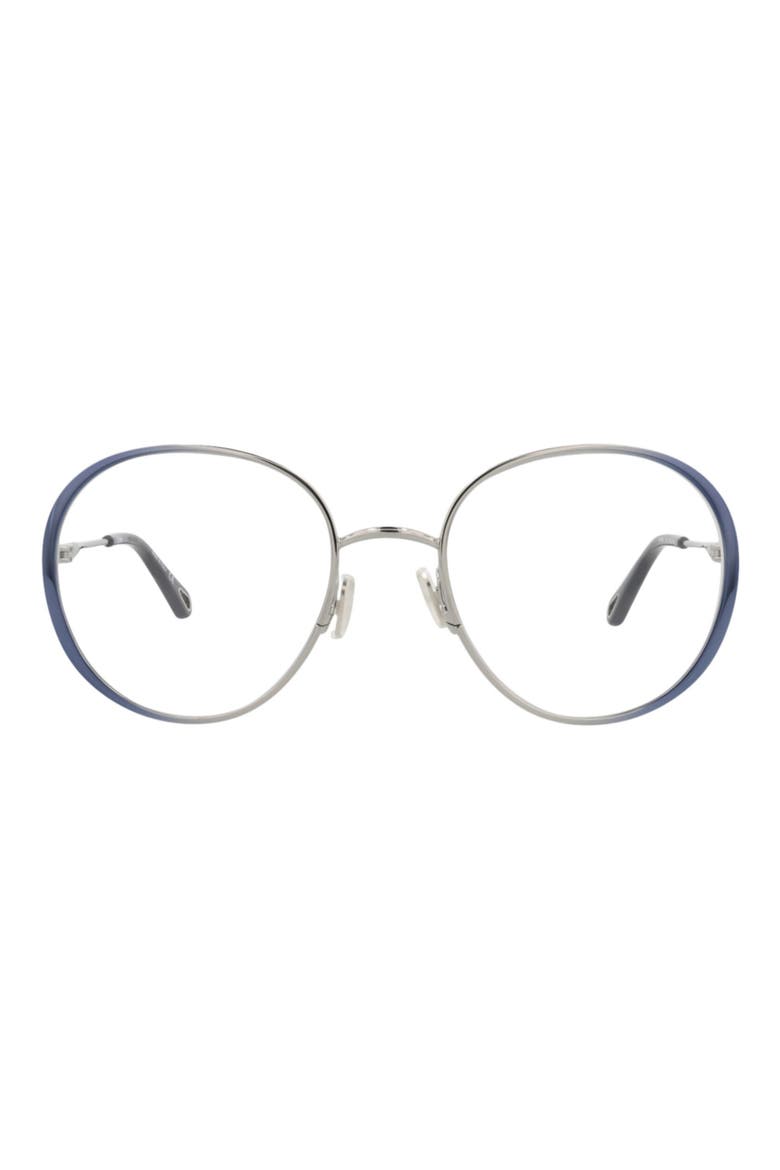56mm Round Optical Glasses, Main, color, BLUE BLUE TRANSPARENT