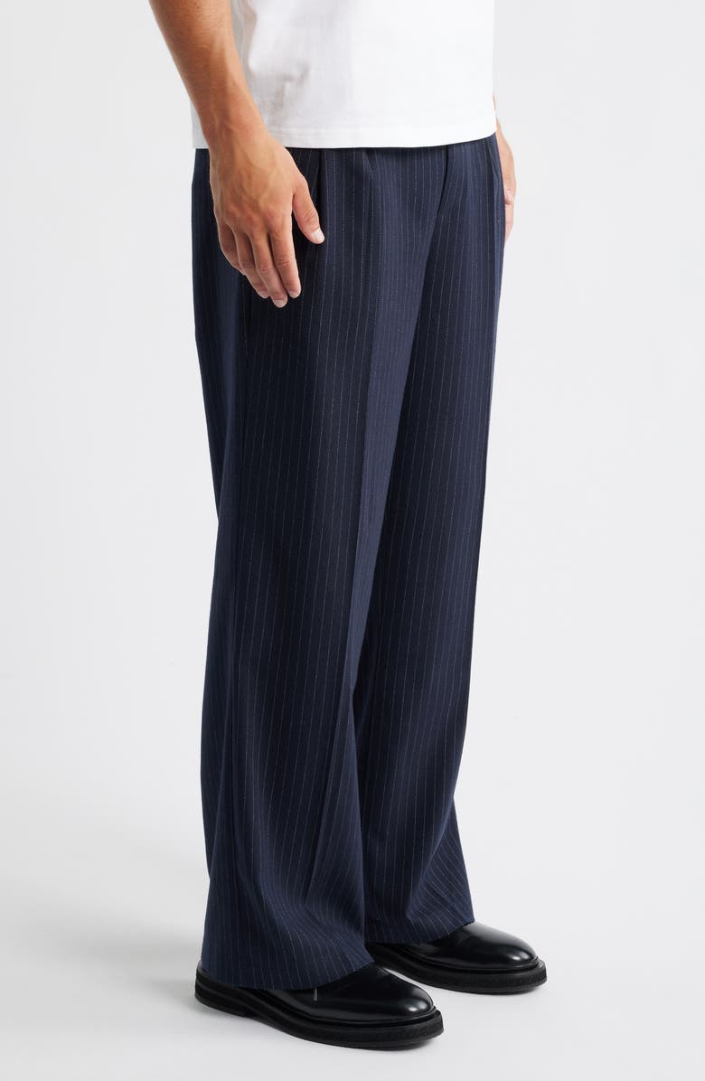 KROST Stripe Pleated Twill Pants, Alternate, color, Dark Navy