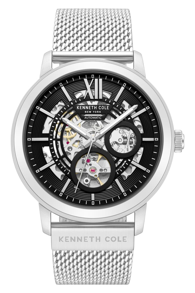 Pacific Skeleton Dial Automatic Mesh Strap Watch, 43.6mm video