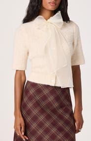 ASTR the Label Organza Bow Mixed Media Sweater