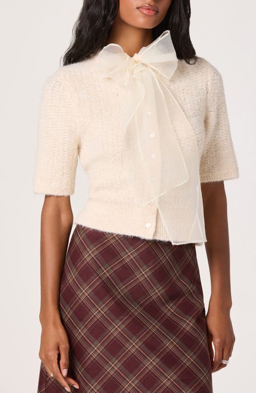 Astr The Label Organza Bow Mixed Media Sweater In White