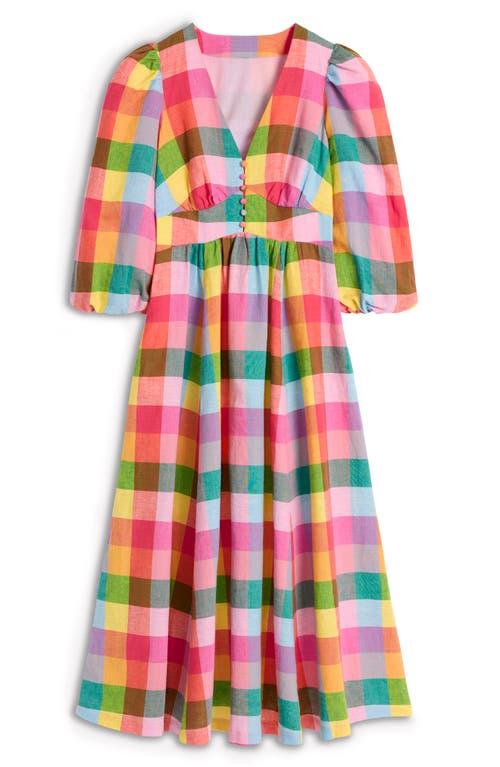 Boden Lola Blouson Maxi Dressrainbow Multigingham Women  In Multi