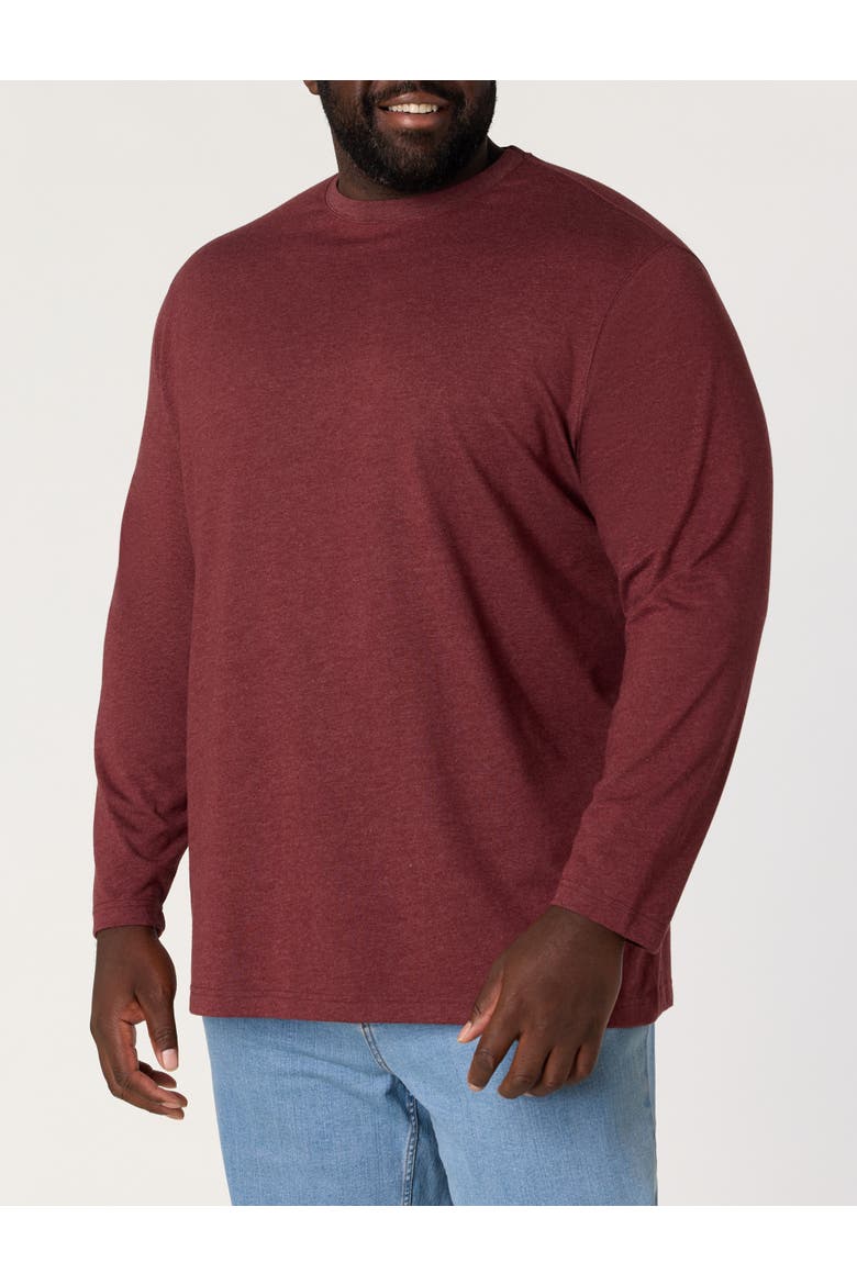 Big & Tall Moisture-wicking Long-sleeve T-shirt, Alternate, color, RUM RAISIN HTHR