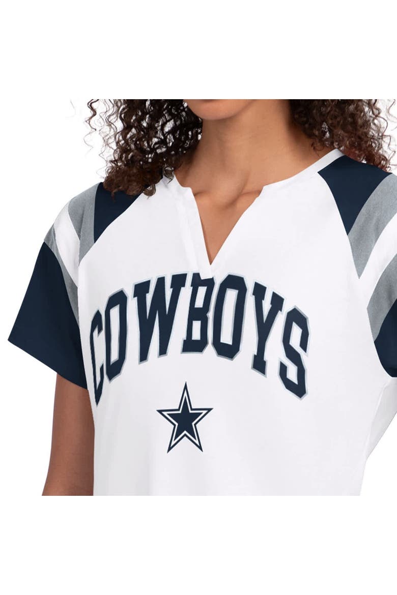 Women's Starter  White Dallas Cowboys Game On Notch Neck T-Shirt, Alternate, color, White