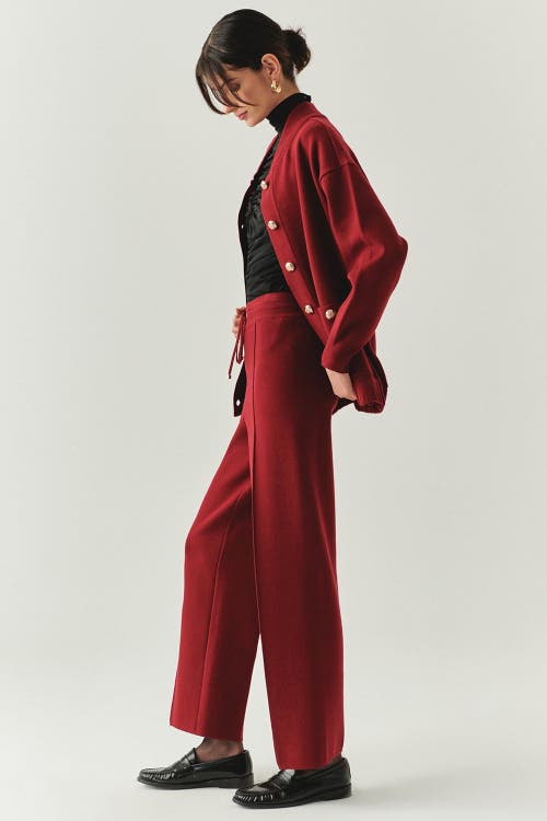 Exquise Drawstring Knitted Trousers In Red