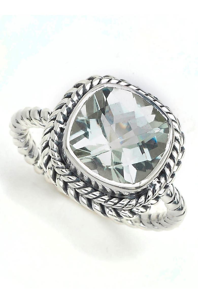 SAMUEL B. Cushion Cut Green Amethyst Twisted Shank Ring, Main, color,