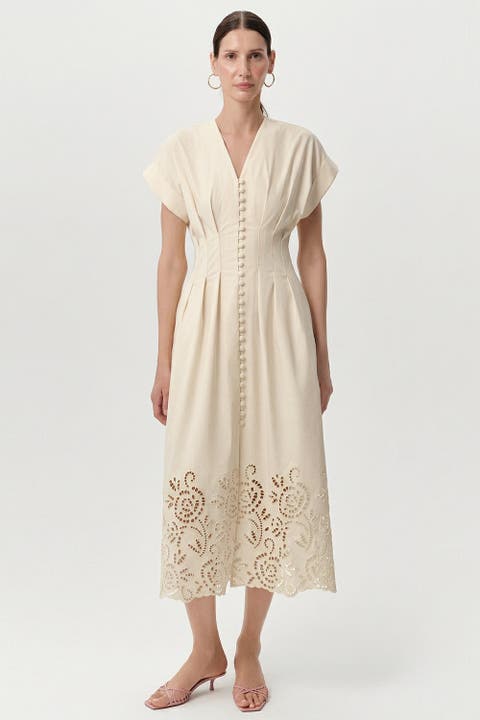 Emrick V Neck Short Sleeve Midi Dress