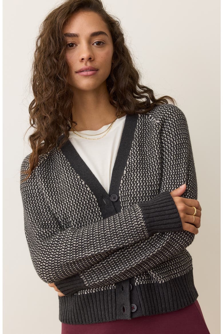 Robin Texture Cardigan, Alternate, color, BLK/WHITE