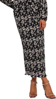 Petal & Pup Minelli Floral Print Plissé Midi Skirt