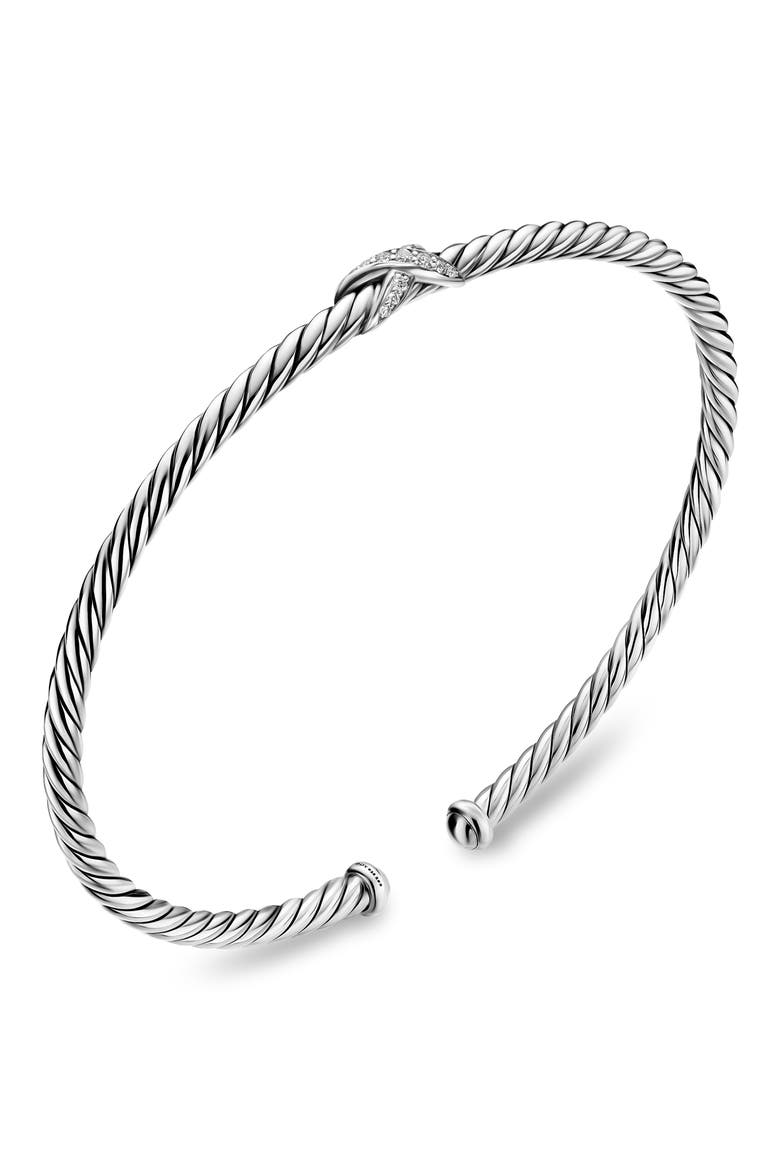 Micro Cable Flex® X Bracelet in Sterling Silver with Diamonds, 2.6mm, Alternate, color, SILVER PAVE