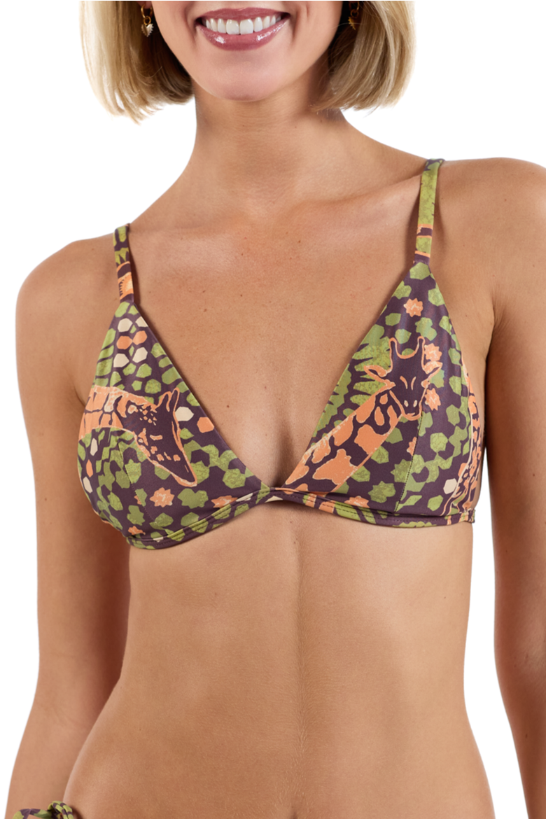 The Africa - New Sporty Triangle Bikini Top, Main, color, Brown