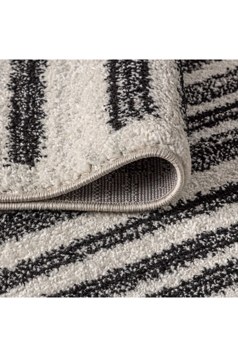 Khalil Modern Berber Stripe Round Area Rug, Alternate, color, Cream/Black