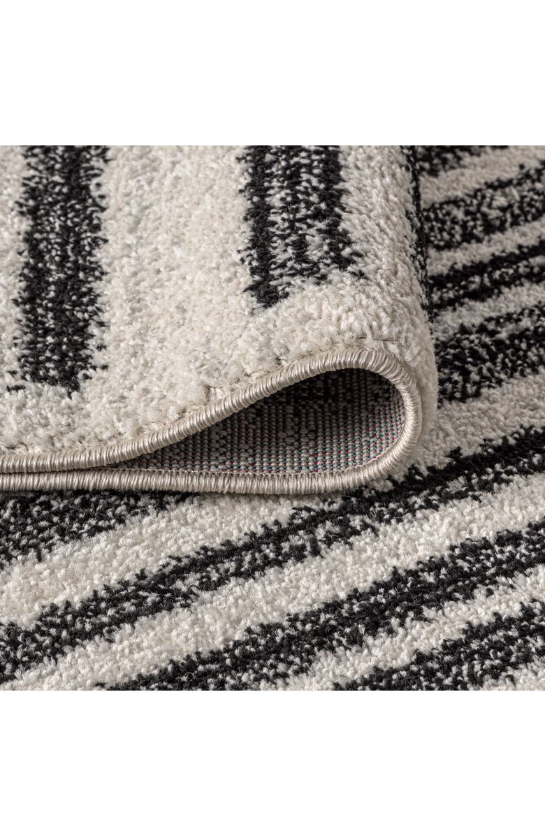 JONATHAN Y Khalil Modern Berber Stripe Round Area Rug, Alternate, color, Cream/Black