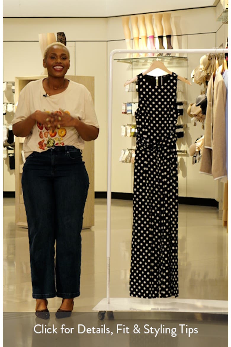 Polka Dot Sleeveless Wide Leg Jumpsuit video