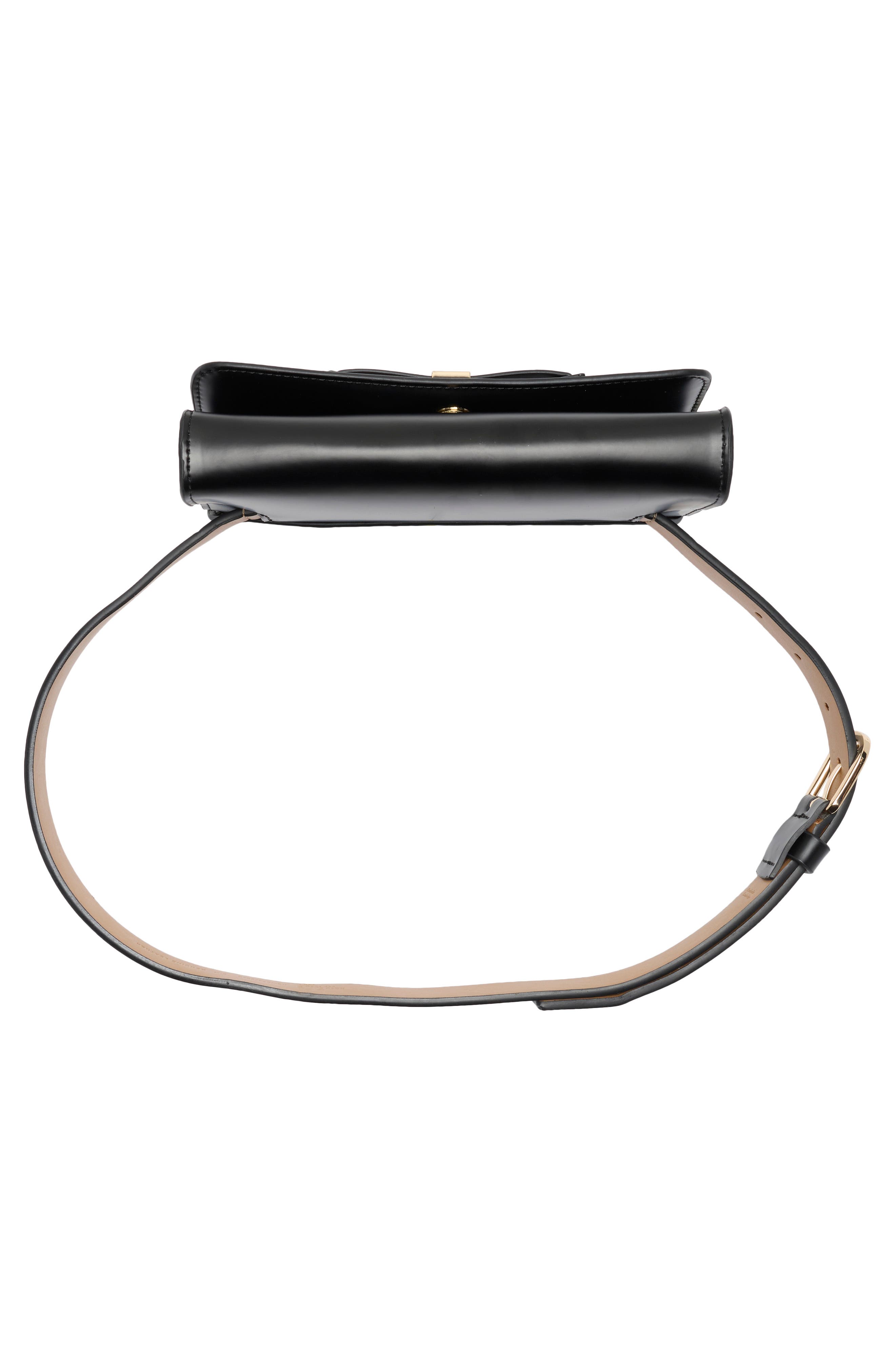 Kate Spade New York bow leather belt bag, Alternate, color, Black / Polished Gold