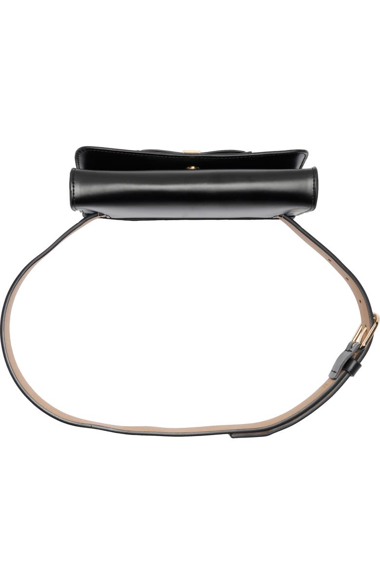 Kate Spade New York bow leather belt bag, Alternate, color, Black / Polished Gold