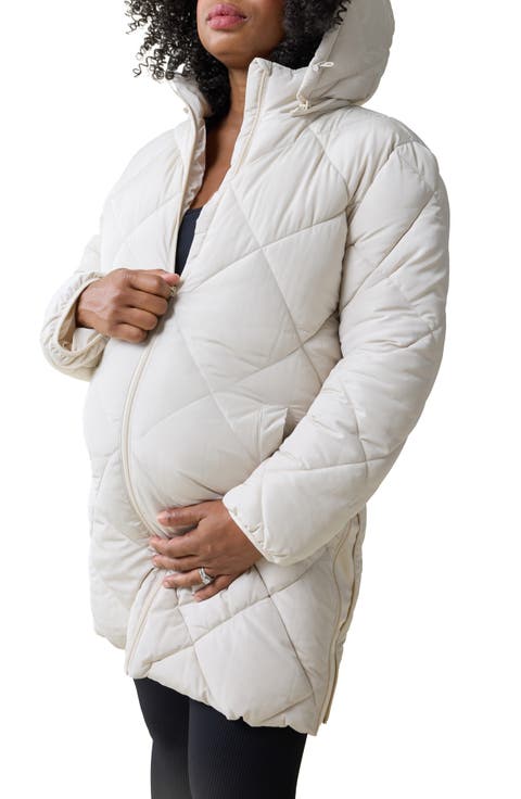 Quilted Longline Maternity Puffer Coat