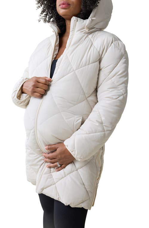 Ingrid & Isabel® Quilted Longline Maternity Puffer Coat in Stone 