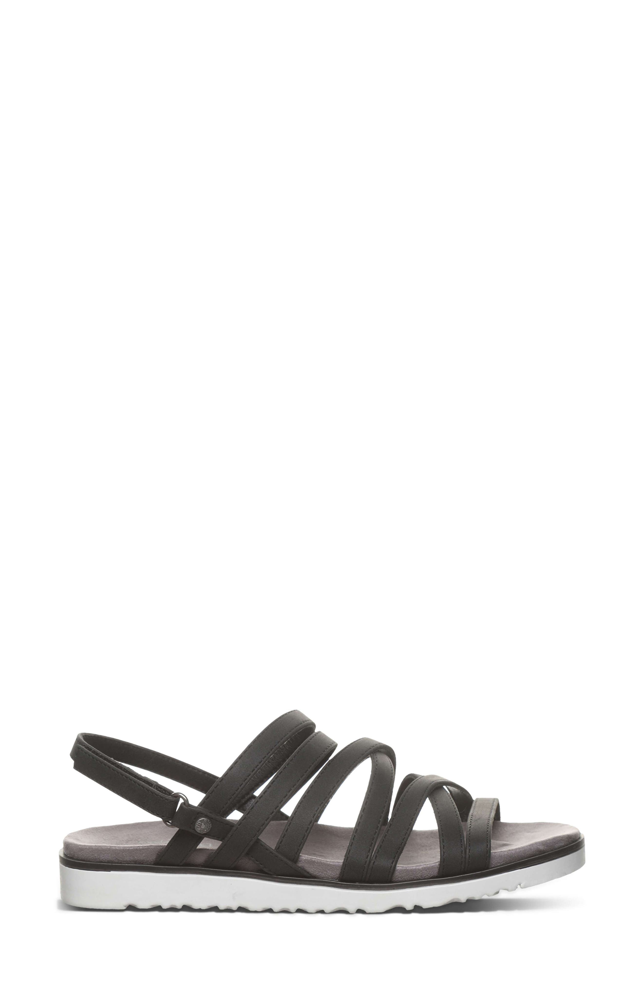 BEARPAW <p>Crete Faux Leather Sandal (Women)</p>, Alternate, color, Black