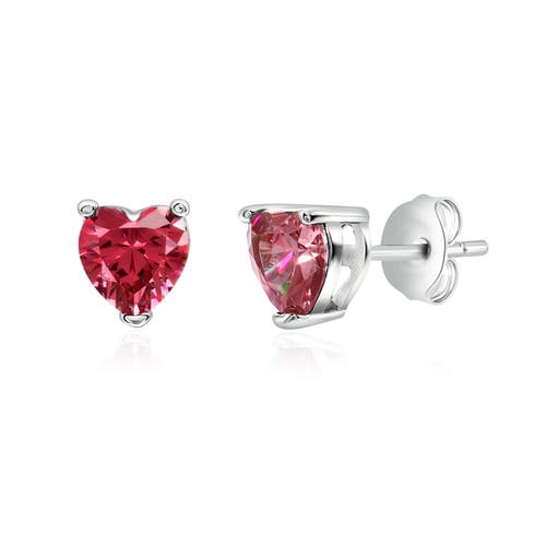 Donatello Gian Sterling Silver Rose Heart Studs In Rose