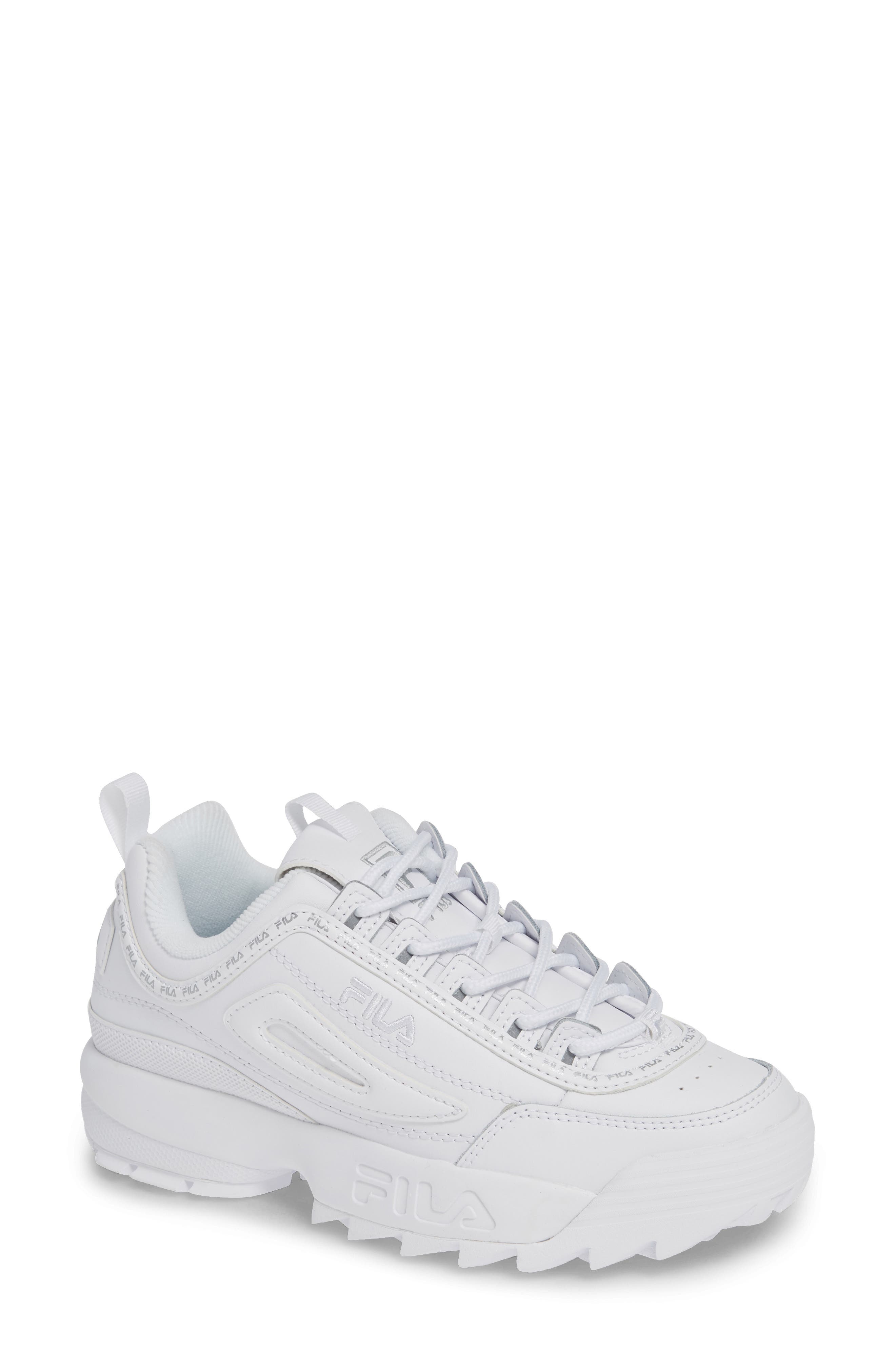 Disruptor II Premium Sneaker, Main, color, WHITE/ SILVER/ WHITE