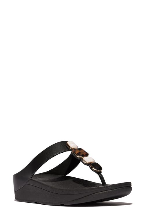 Fitflop Fino Multistone Flip Flop In All Black