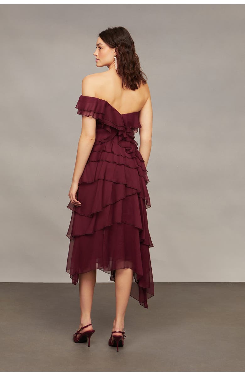 AMUR Emaline Chiffon Cascade Dress, Alternate, color, 