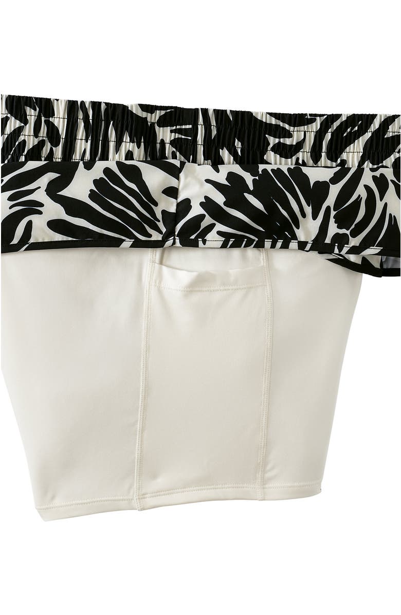 Lands' End Tulip Hem Swim Skort, Alternate, color, Black/Egret White Leaf Scroll