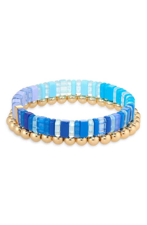 2-Piece Set Beaded Stretch Bracelets