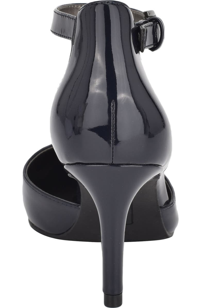 Bandolino Ginata Pointed Toe Ankle Strap Pump, Alternate, color, Navy Patent