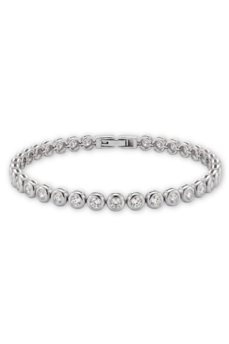 Bezel Tennis Bracelet, Main, color, Silver