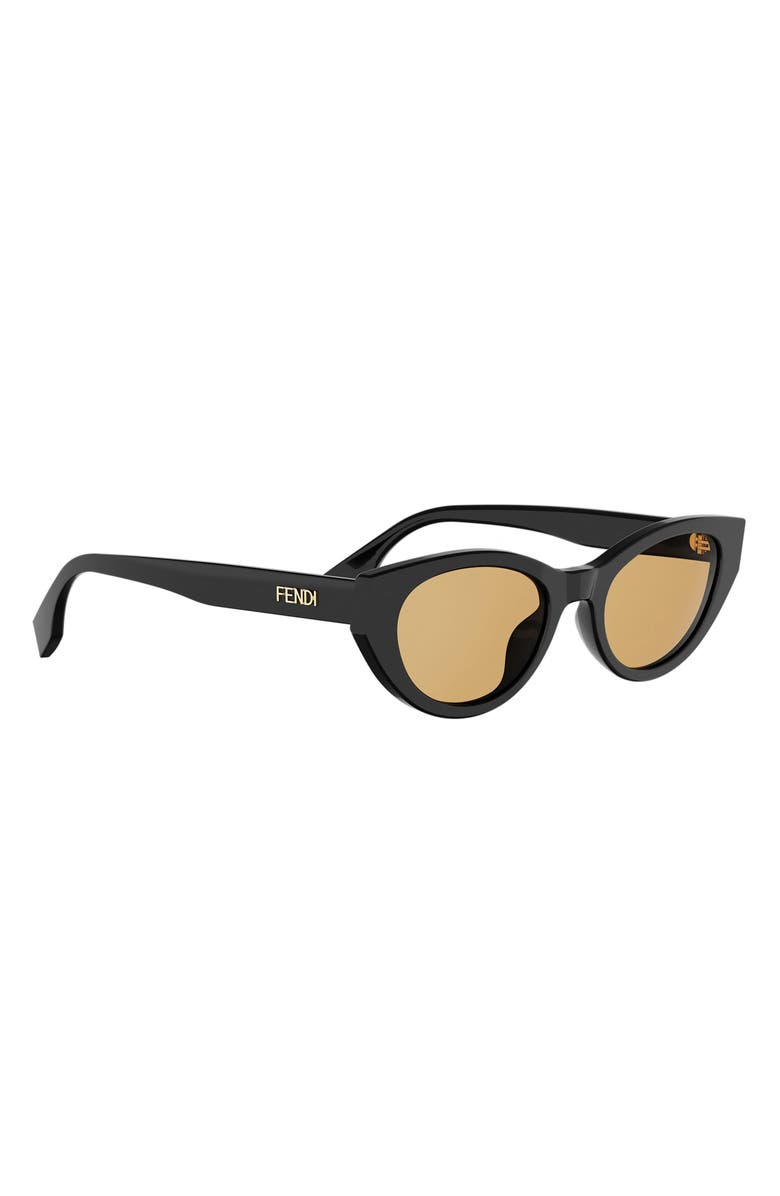 Fendi Lettering 51mm Cat Eye Sunglasses, Alternate, color, Shiny Black / Roviex