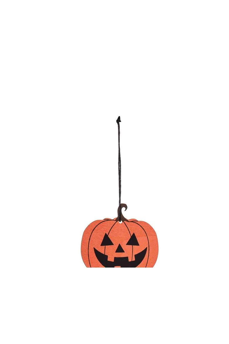 Pumpkin & Bat 3 Tier Christmas Tree Ornament, Alternate, color, Orange