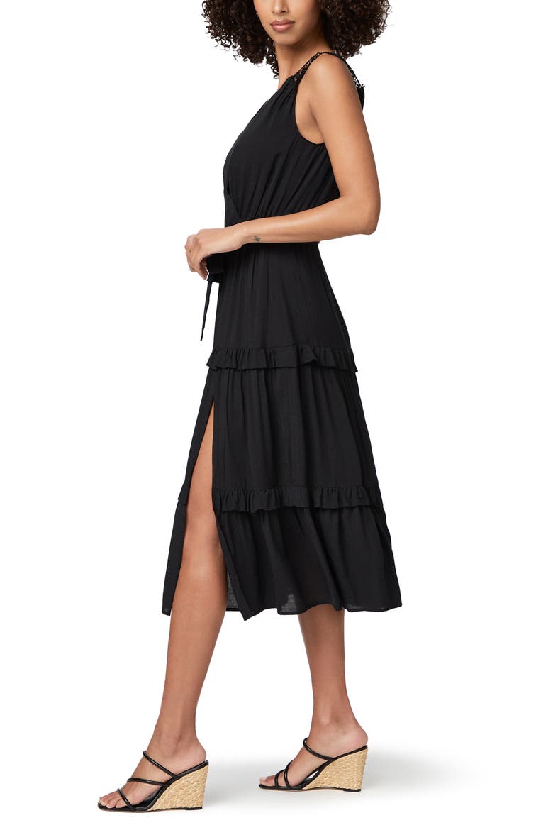 Riviera Tiered Midi Dress, Alternate, color, BLACK