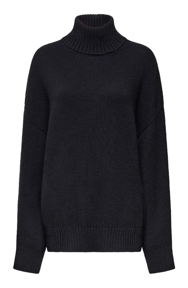 Another Tomorrow Oversized Luxe Turtleneck, Alternate, color, Black