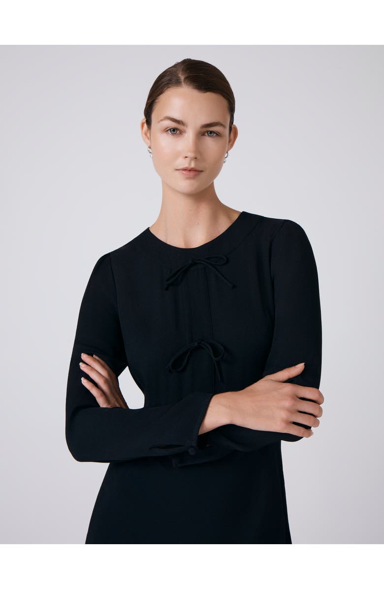 Ghost London Cora Crepe Tie Front Midi Dress, Alternate, color, Black