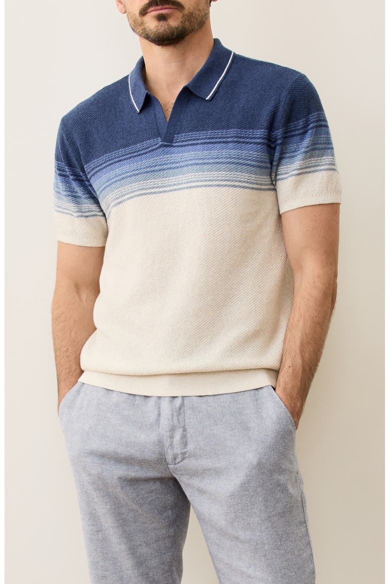 Greyson Short Sleeve Polo Sweater, Main, color, NAVY/ OATMEAL