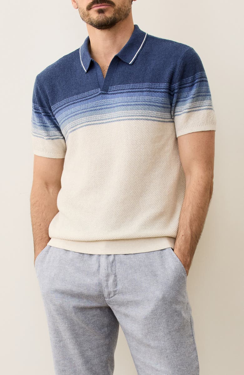 Marine Layer Greyson Short Sleeve Polo Sweater, Main, color, Navy/ Oatmeal