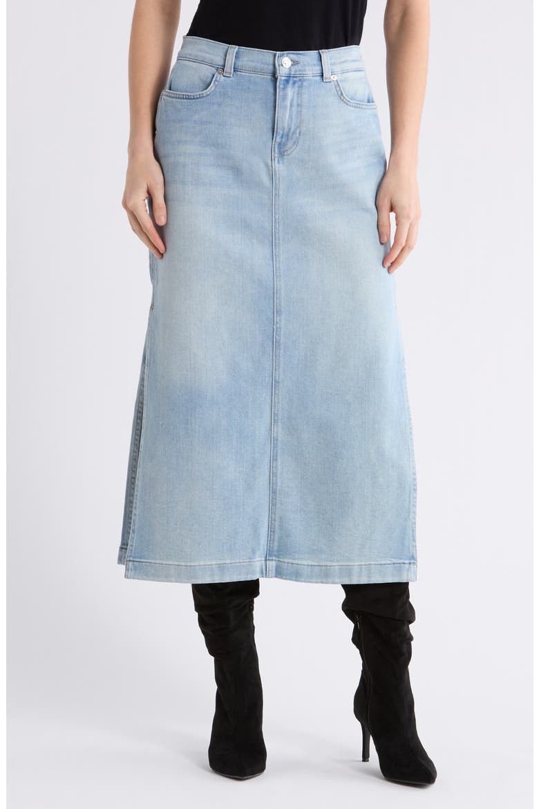 Denim Midi Skirt, Main, color, NADOR