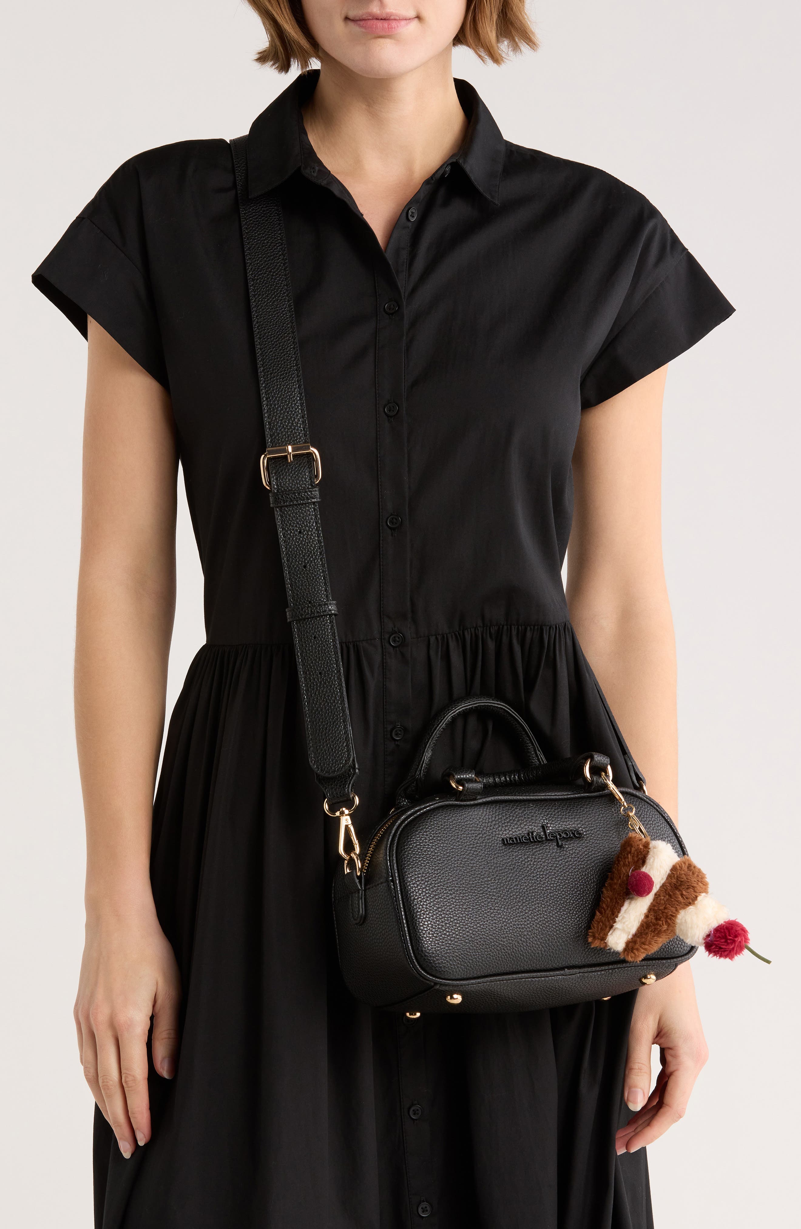 Nanette Lepore Ellah Mini Convertible Satchel Bag, Alternate, color, Black