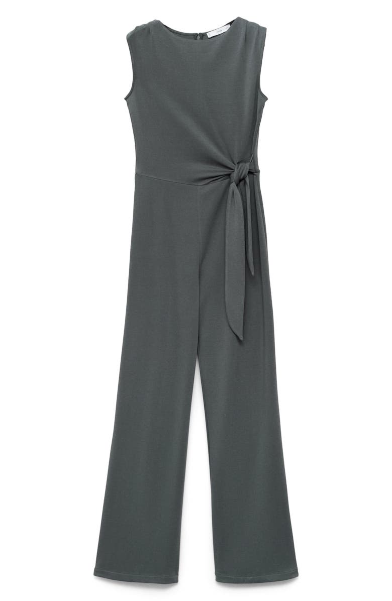MANGO Side Tie Wide Leg Jumpsuit, Alternate, color, Charcoal