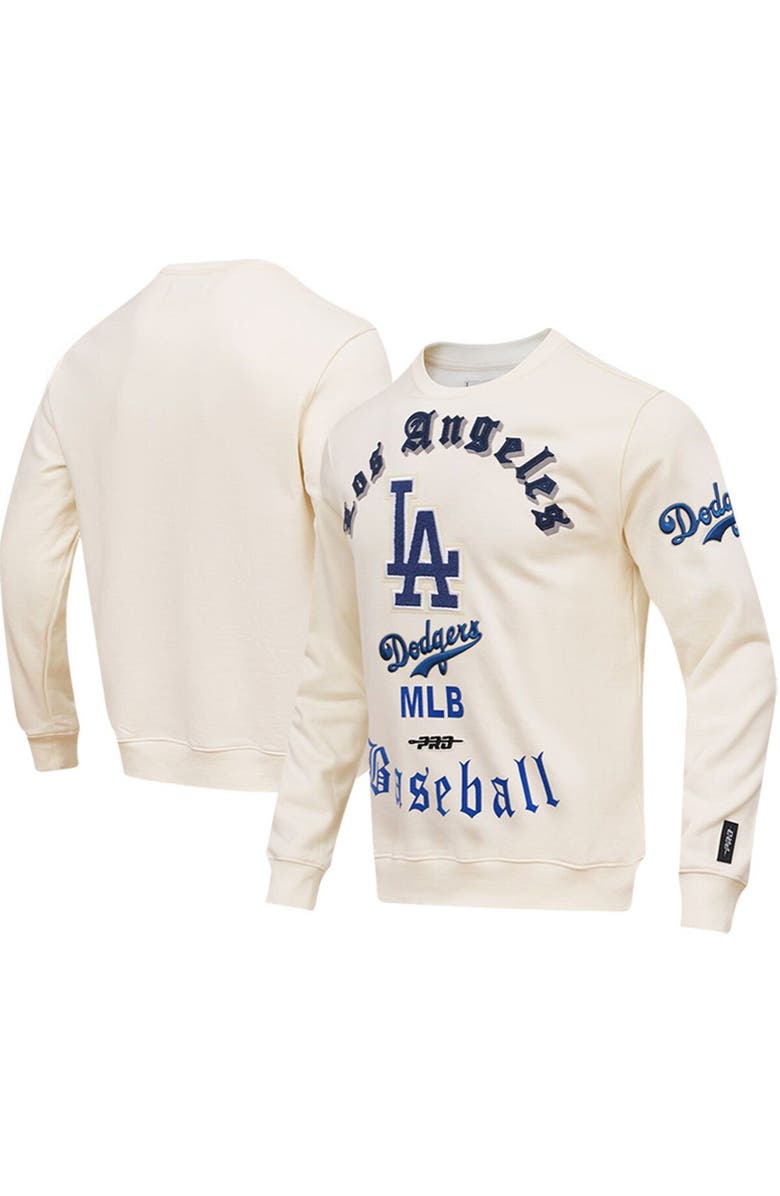 PRO STANDARD Men's Pro Standard Cream Los Angeles Dodgers Cooperstown Collection Retro Old English Pullover Sweatshirt, Main, color, 