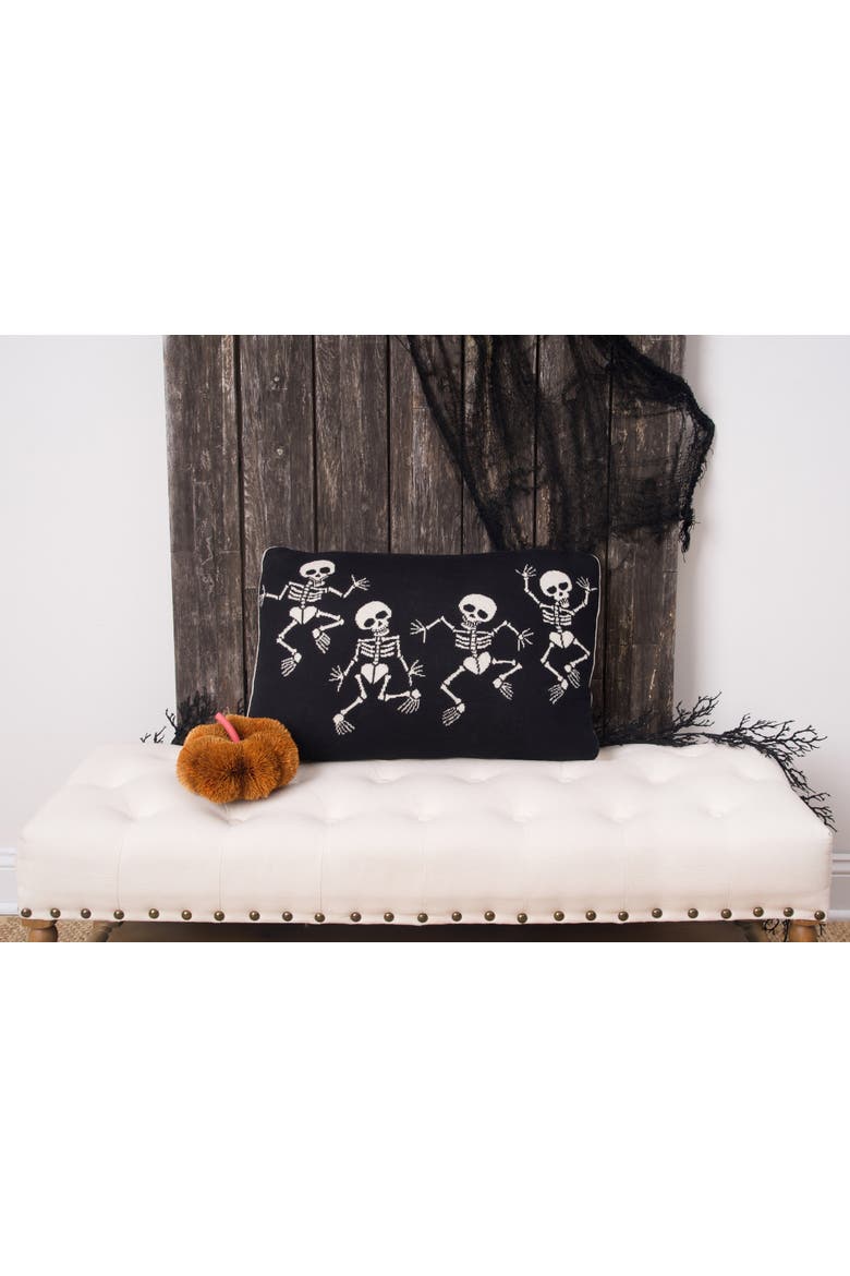 Dancing Skeletons Cotton Blend Halloween Accent Throw Pillow 16" x 24", Alternate, color, Black