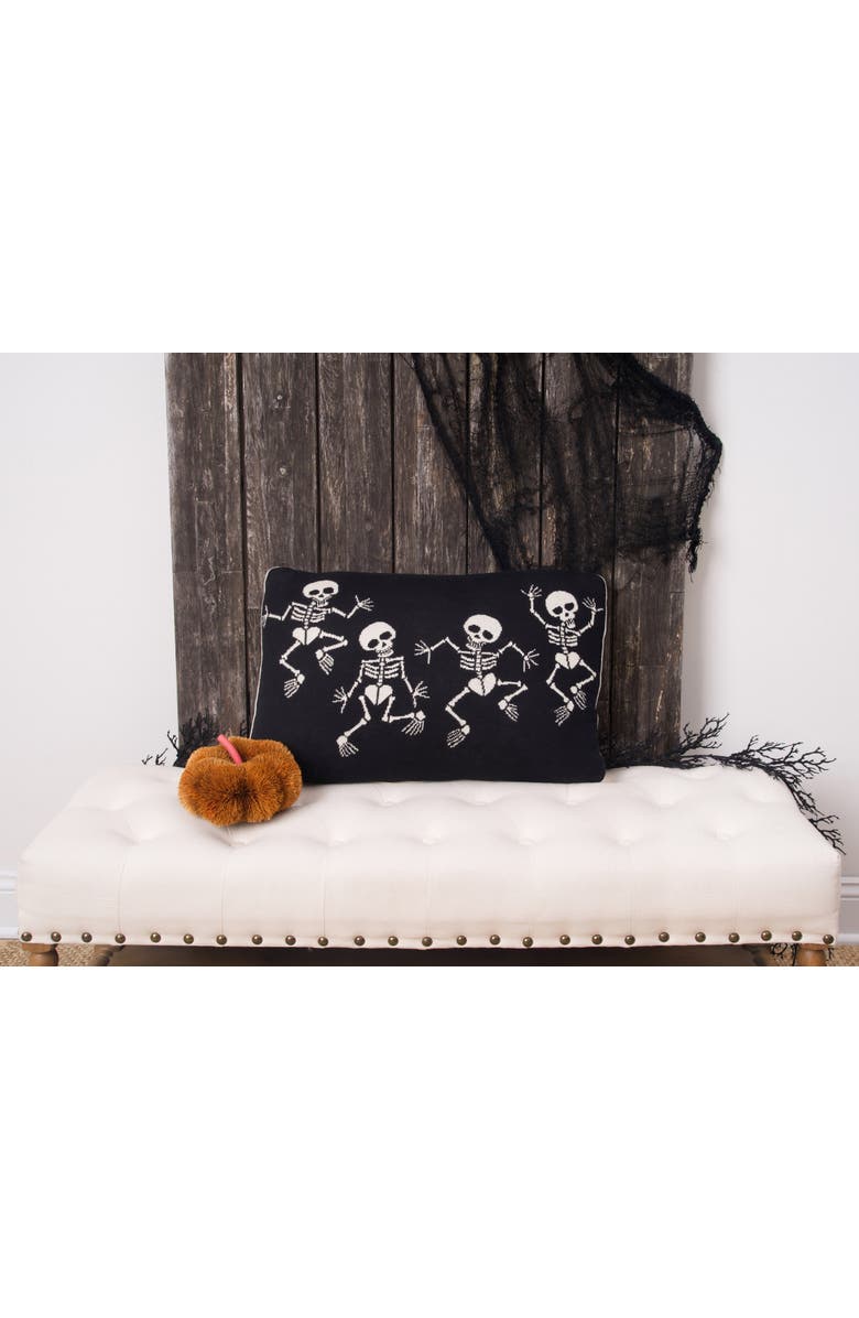 C&F Home Dancing Skeletons Cotton Blend Halloween Accent Throw Pillow 16" x 24", Alternate, color, Black