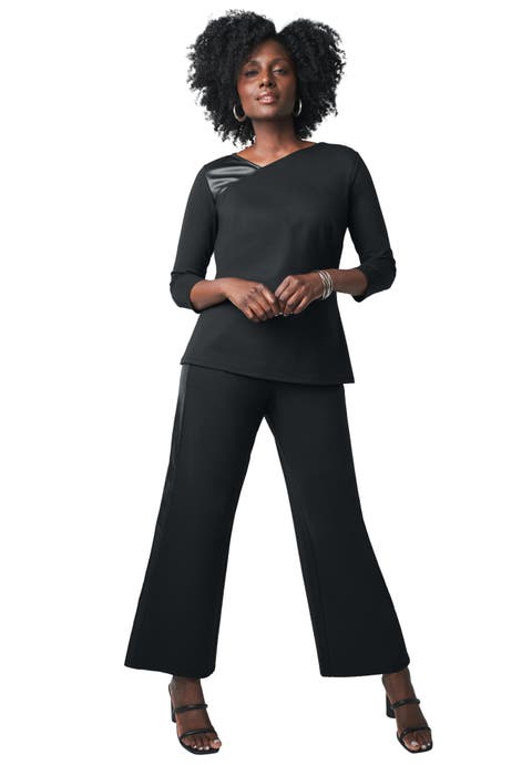 Mixed Media Wide Leg Pant (Plus Available)