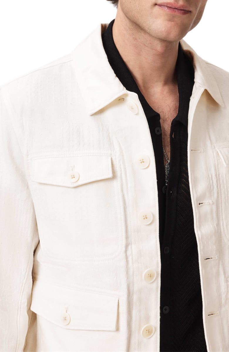 John Varvatos Briggs Textured Cotton Trucker Jacket, Alternate, color, Ivory