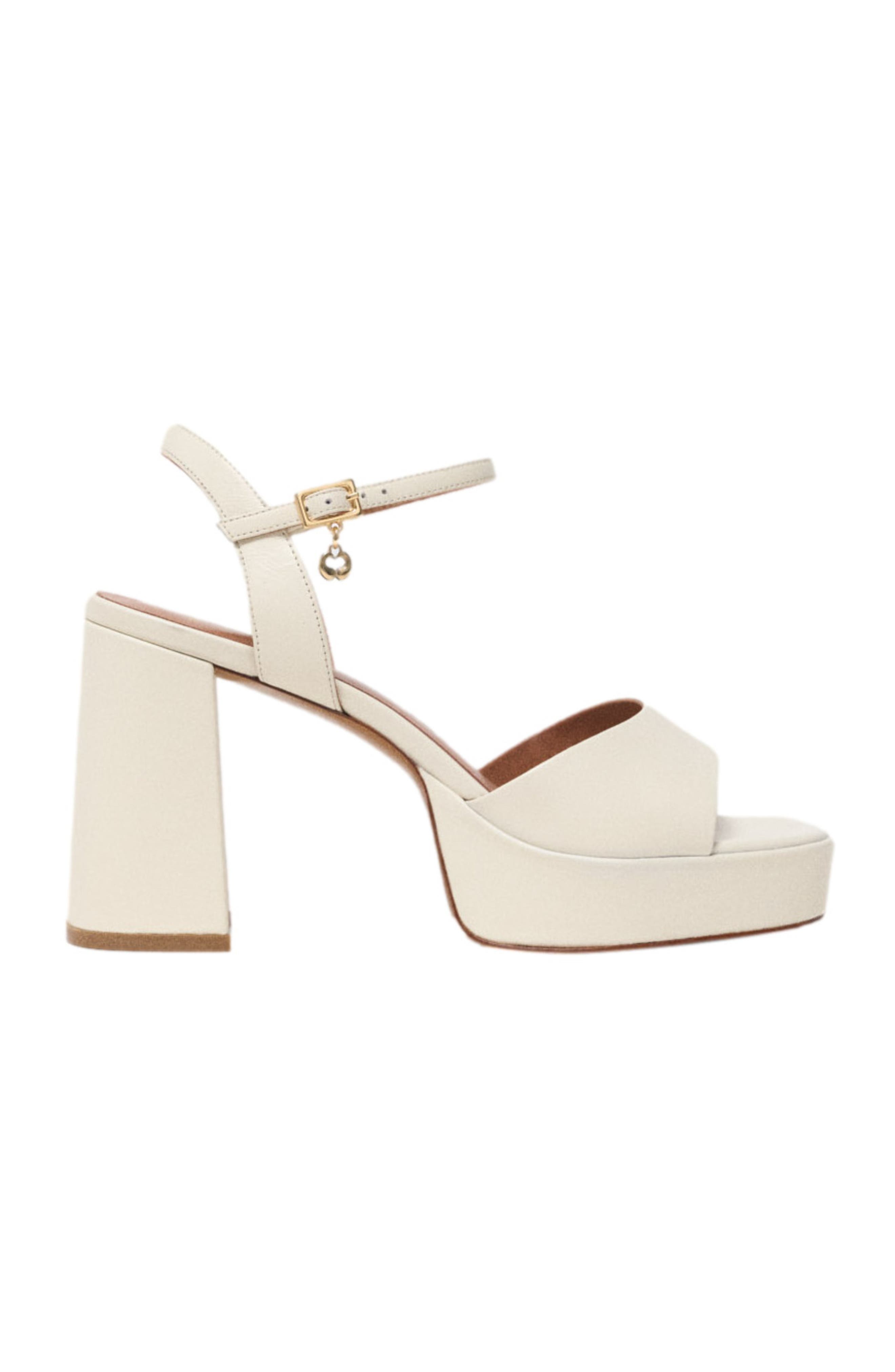 maje Leather platform sandals, Main, color, Ecru