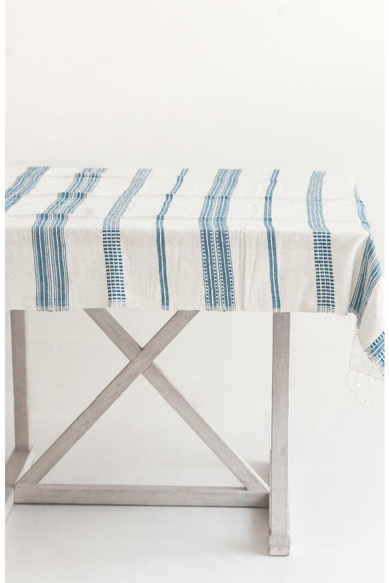 Aden Cotton Tablecloth, Alternate, color, Blue